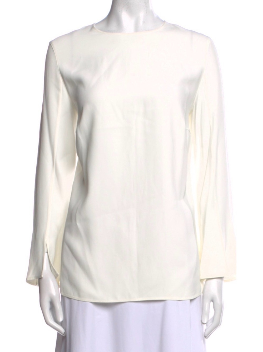 Akris Punto White Long Sleeve Bell/Slit Long Sleeve Blouse Size 12